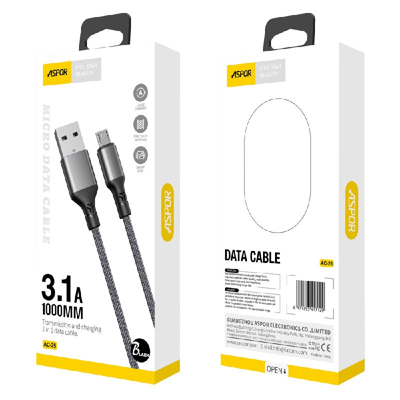 ASPOR 3.1A Fast Charge Micro USB Data Cable and Charging