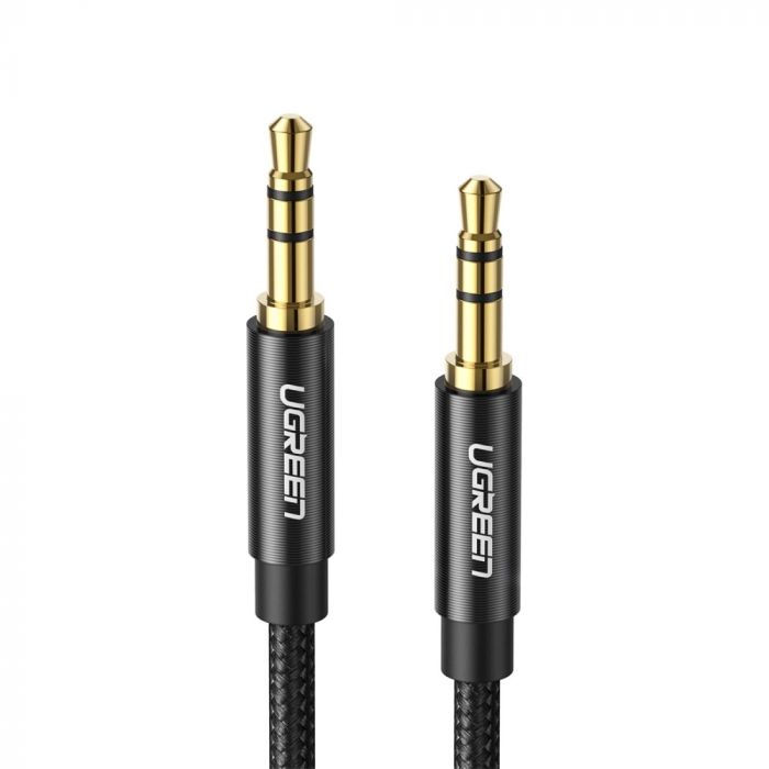 UGREEN 3.5mm Male to 3.5mm Male Cable Gold Plated Metal Case with Braid 2m (Black) 50363