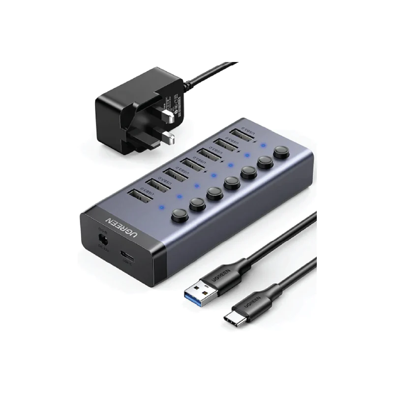 UGREEN USB 3.0 7-Port Hub-12V2A (DC: 5.5) Power Supply (UK) 90306